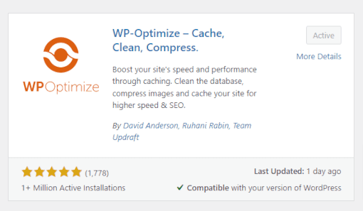 Details of WP-Optimize plugin

