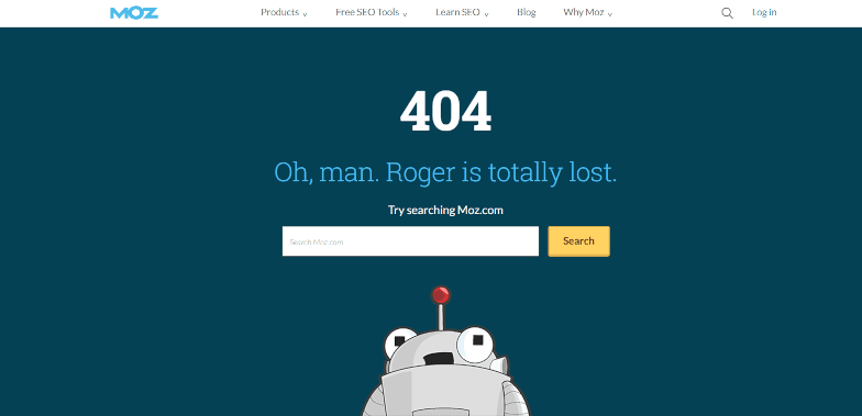 Screenshot of Moz 404 page