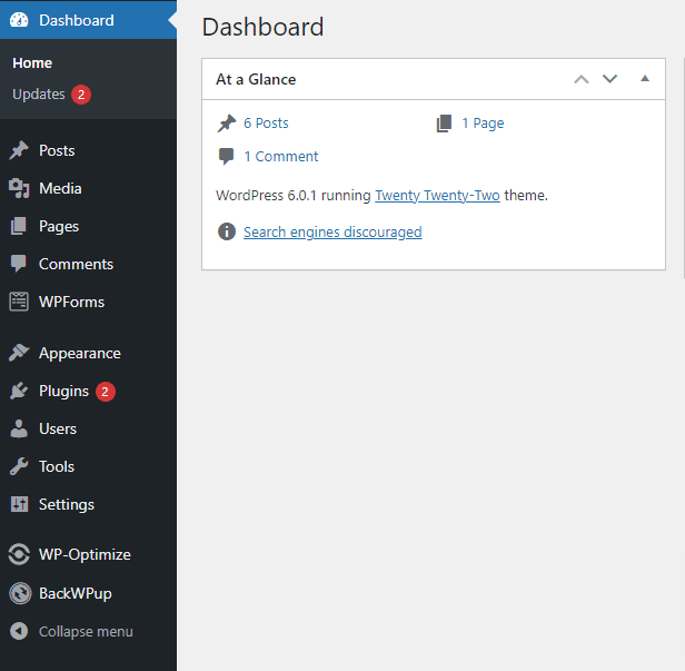 Screenshot of WordPress dashboard showing available plugin updates